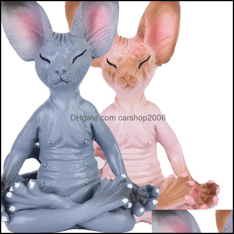 Decorations Objects and Statues Whimsical Buddha Cat Statue Meditation Sphinx Cat