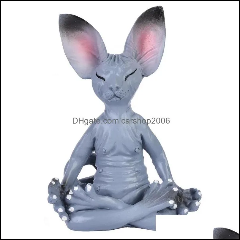 Decorations Objects and Statues Whimsical Buddha Cat Statue Meditation Sphinx Cat