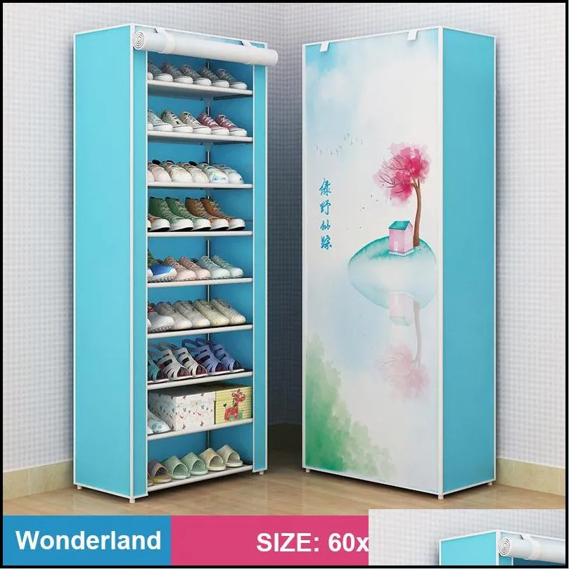 Multilayer Shoe Rack Detachable Dustproof Nonwoven Fabric Shoe Cabinet Home Standing Space-saving Stand Holder Shoes Organizer Y200527