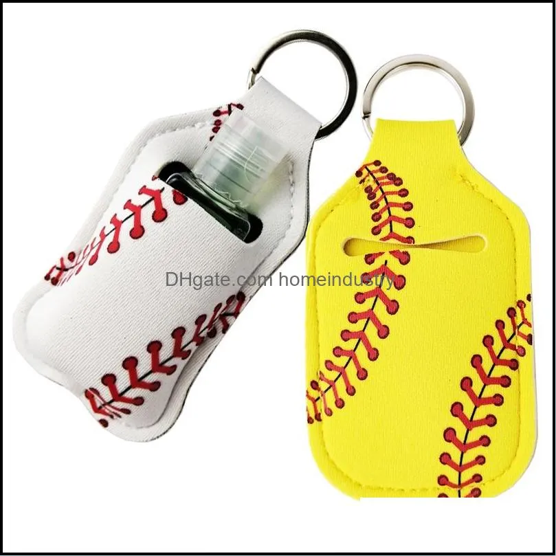 neoprene cover baseball softball keychains chapstick party holders for hand sanitizer bottle gel holder sleeve key chain ring pendent