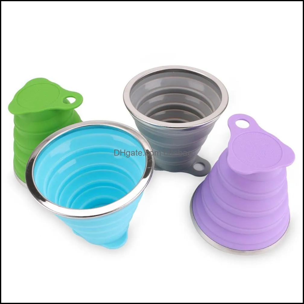 Folding Cups 270ml BPA FREE Food Grade Water Cup Travel Silicone Retractable Coloured Portable Outdoor Coffee