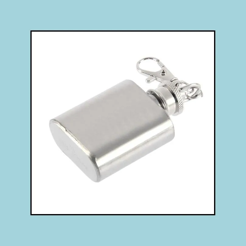 1oz mini hip flask portable liquor wine pot stainless steel metal hip flask travel whiskey bottle with keychain