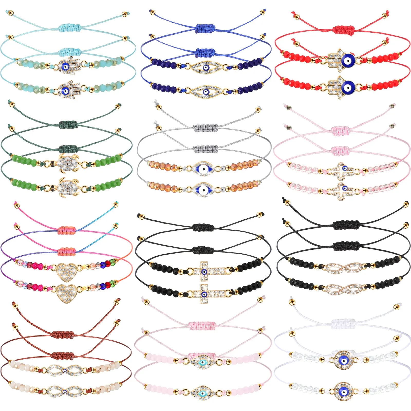 36/ evil eye bracelets pack mexican braclets set ojo bracelet protection amulet anklets jewelry gift for women girls boys