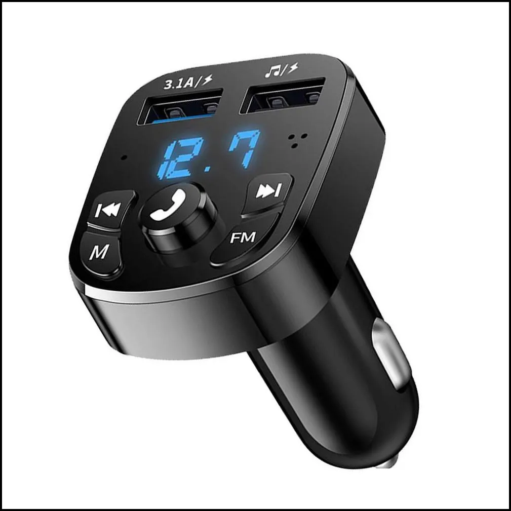 FM Transmitter Car Hands-free Bluetooth-compaitable 5.0 Car Kit MP3 Modulator Player Handsfree Audio Receiver 2 USB Fast 