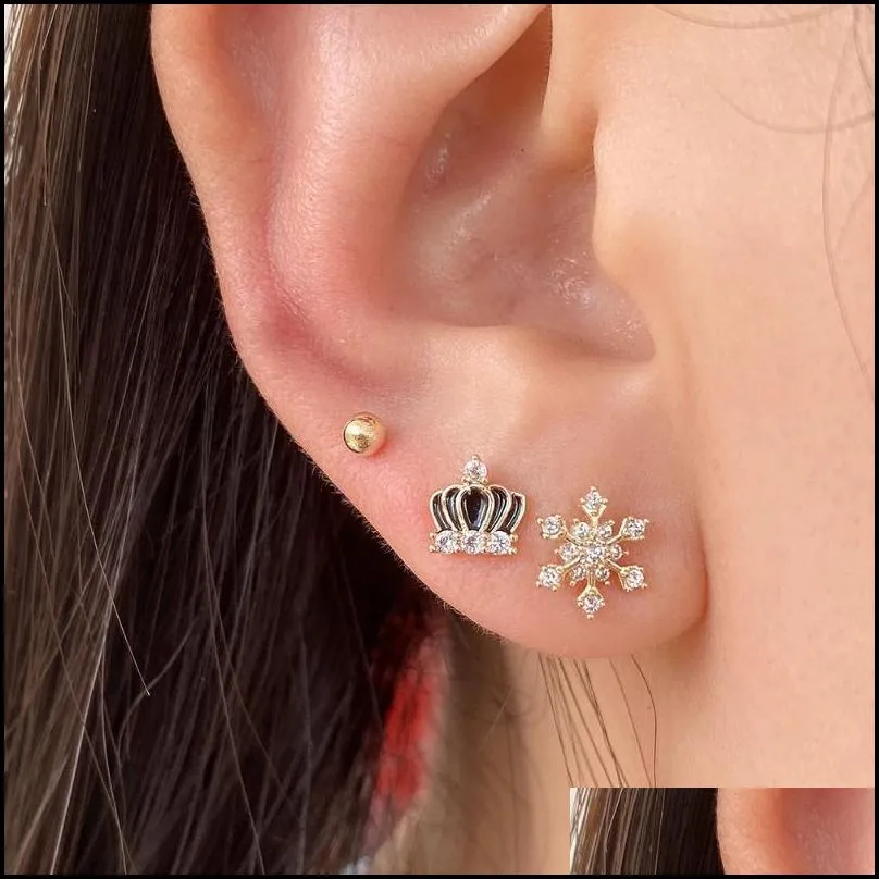 stud animal crystal butterfly flower fish earrings for women girls charm rhinestone small star set jewelry giftsstud