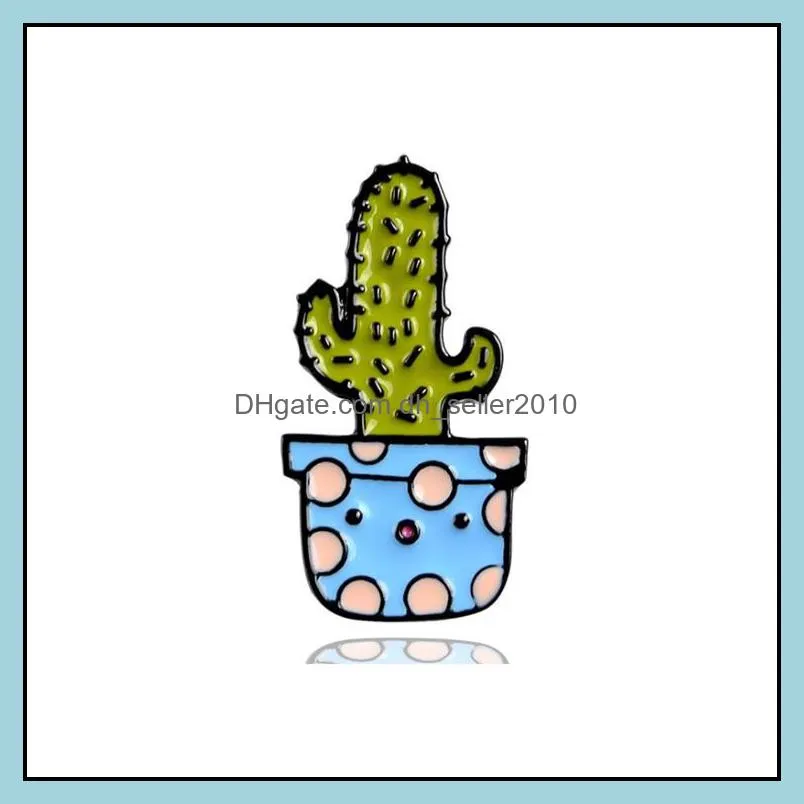 customized alloy cactus enamel pins student kids jewelry for clothes bags gift brooch lovely cartoon aloe brooches 1129 d3