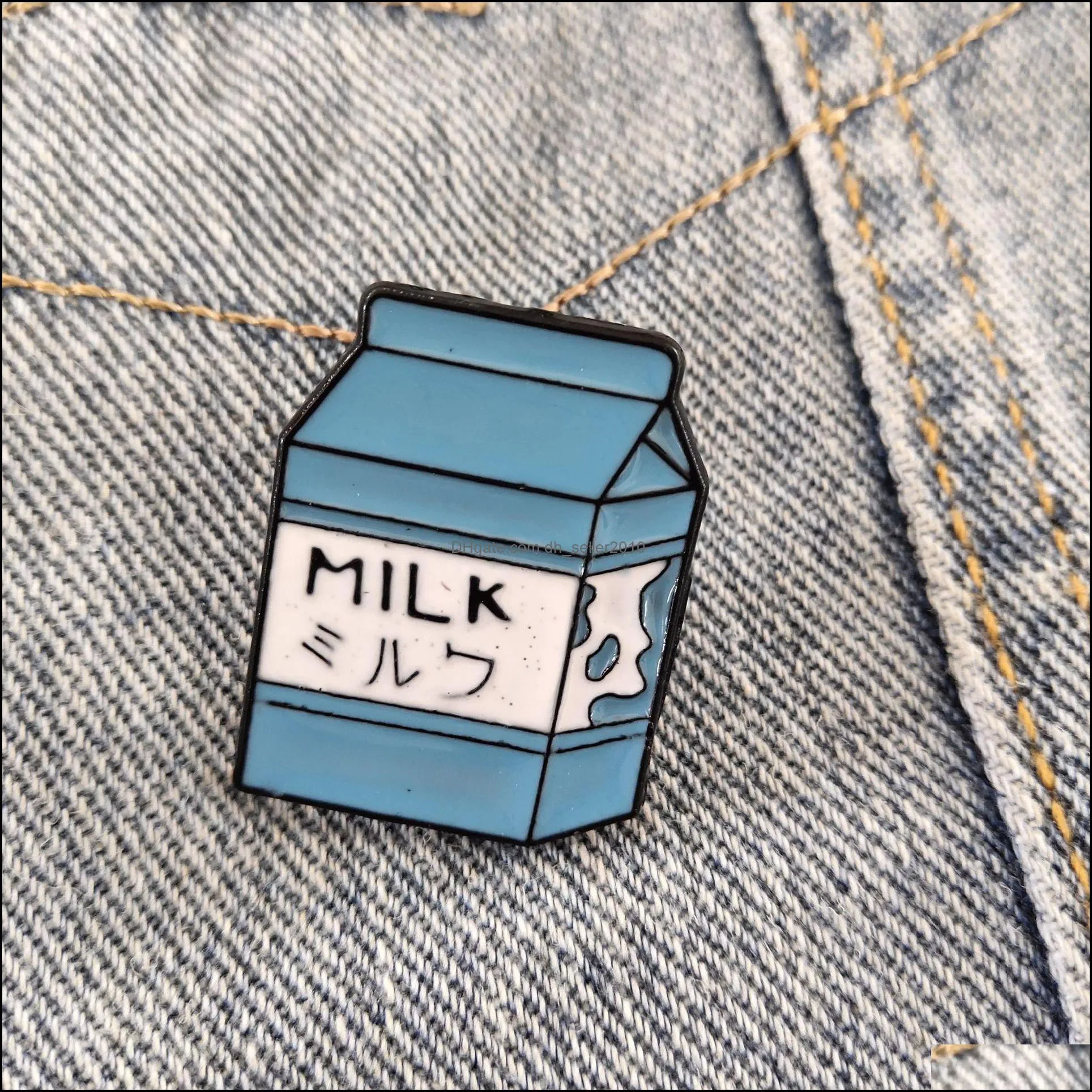 customized milk box coffee cup hard enamel pin brooches women girls jewelry oil dropping ice cream cup pins alloy insignia badge bag brooch 1210