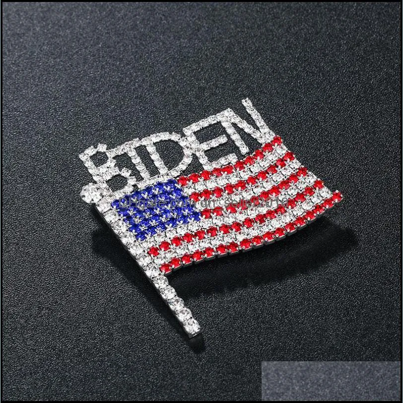 fashion crystal handmade brooches united states flag lapel pins unique rhinestone jewelry gift