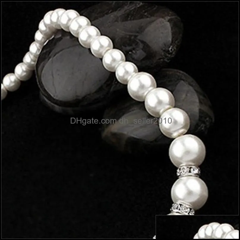 women faux pearl jewelry sets wedding fake artificial beads chains necklaces bracelet earrings bride engagement jewelry gift 150 r2