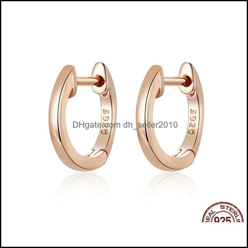 genuine sterling silver 925 hoop earrings for women 2 color tiny ear hoops rose gold color female jewelry brincos