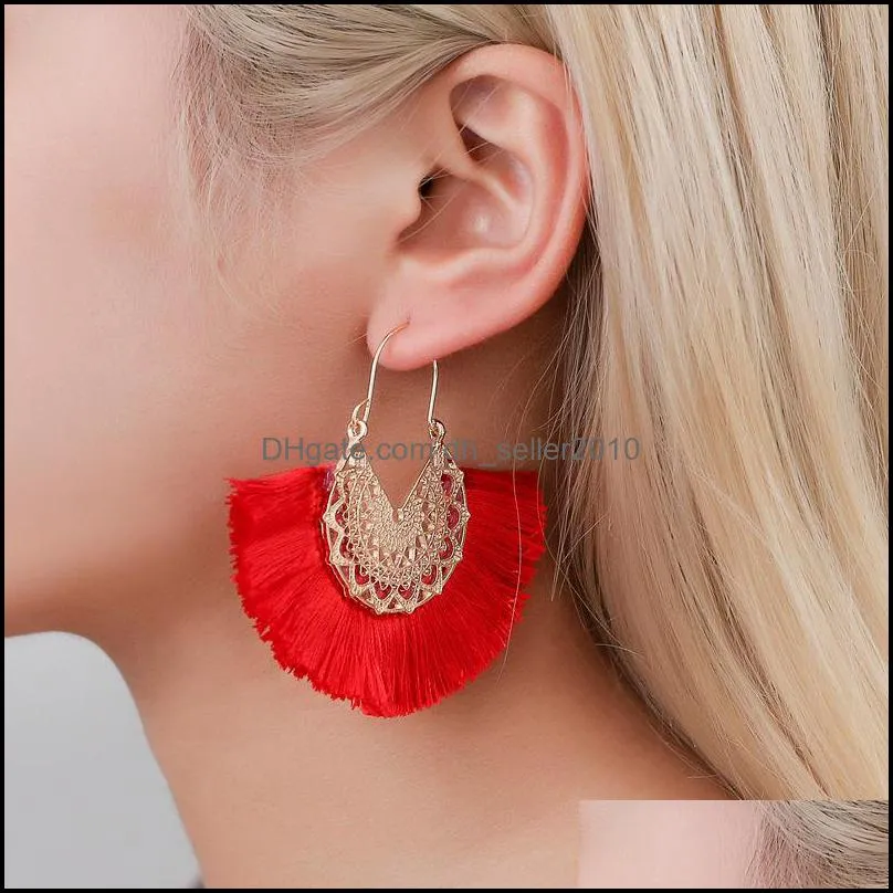 tassels sector drop dangle earrings 2020 fashion jewelry charms ear pendants womens vintage exaggeration eardrop lace pattern 2 7qw