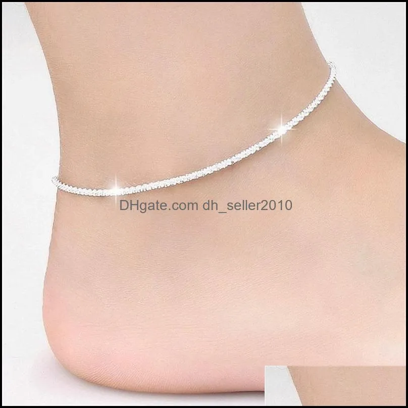 hemp rope water ripple anklet sliver women fashion temperament anklets foot ornaments jewelry gifts 2cy q2