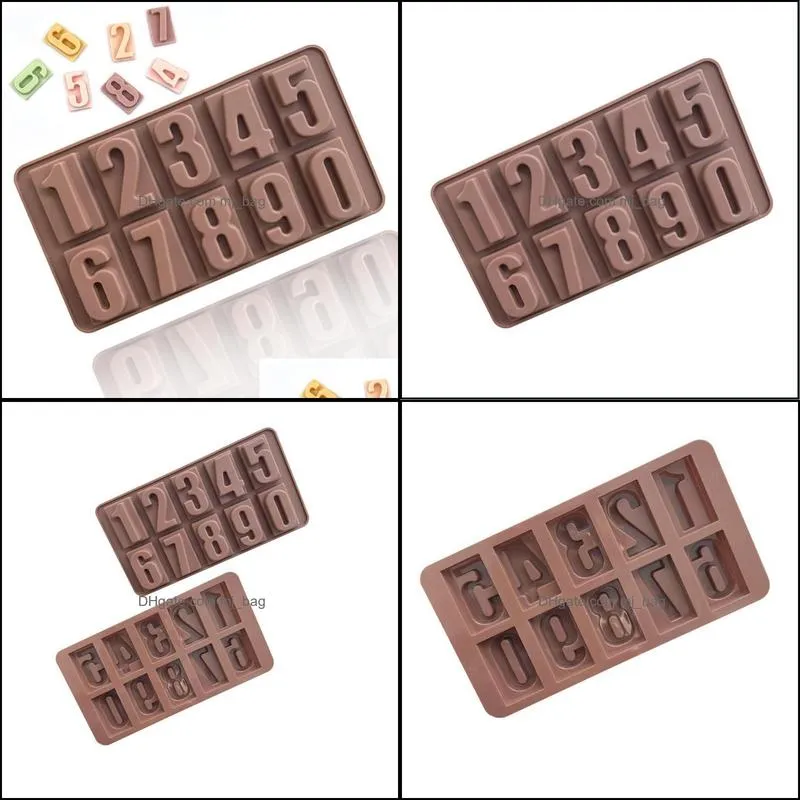 Household kitchen gadgets Handmade cold soap chocolate silicone mold Arabic numerals 0-9 baking cake decorations