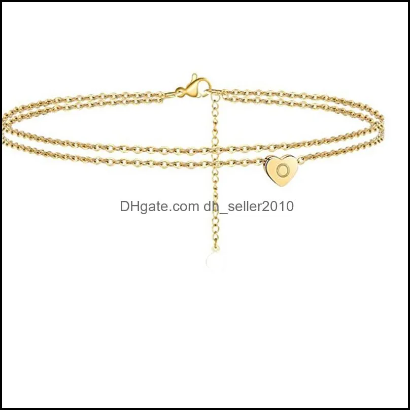 exquisite double deck beach anklet letter initial heart jewelry 2676 q2