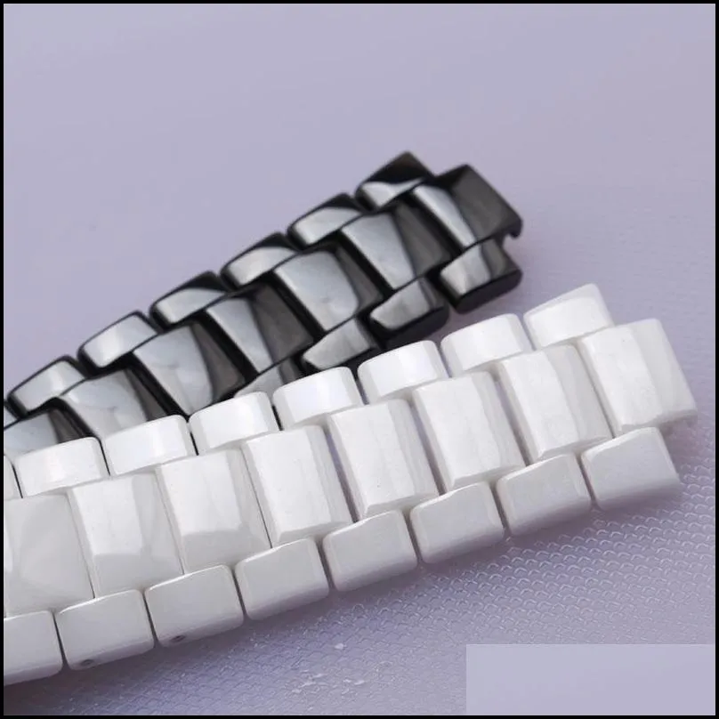 convex ends watchbands black white ceramic fit ar 1421 1426 wristwatch straps 22mm lug 11mm fashion mens accessories 19mm lug 10mm255l