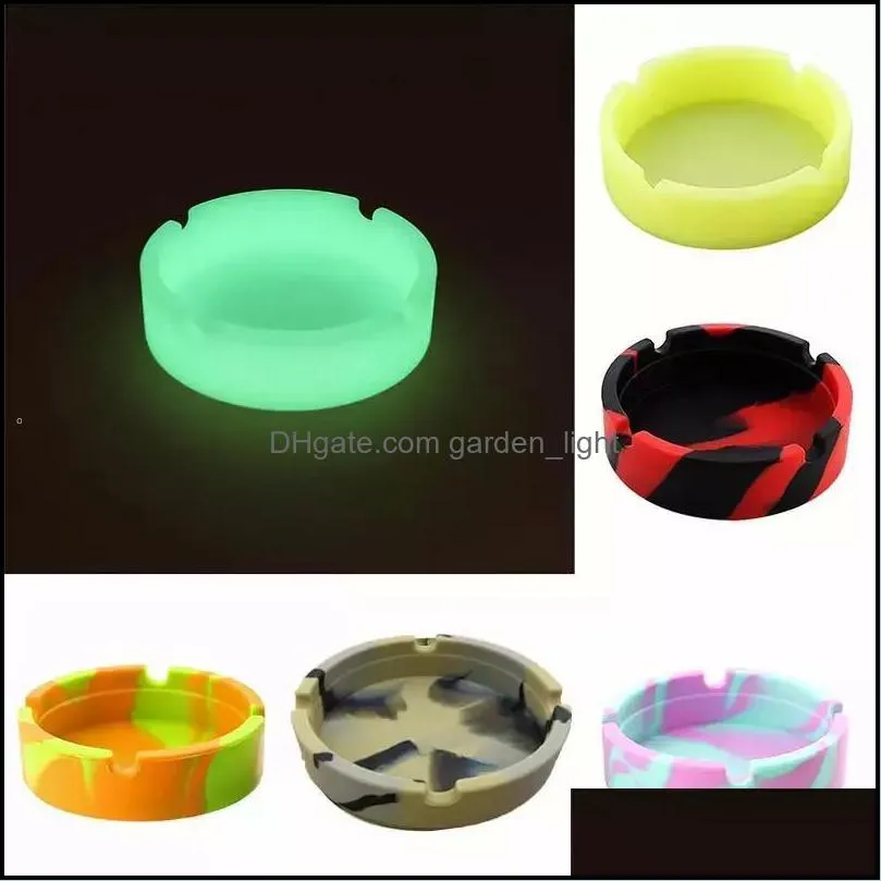 ups orders portable camouflage soft silicone rubber ashtray pluminous tray bracket anti-boiling multicolor cigarette holder