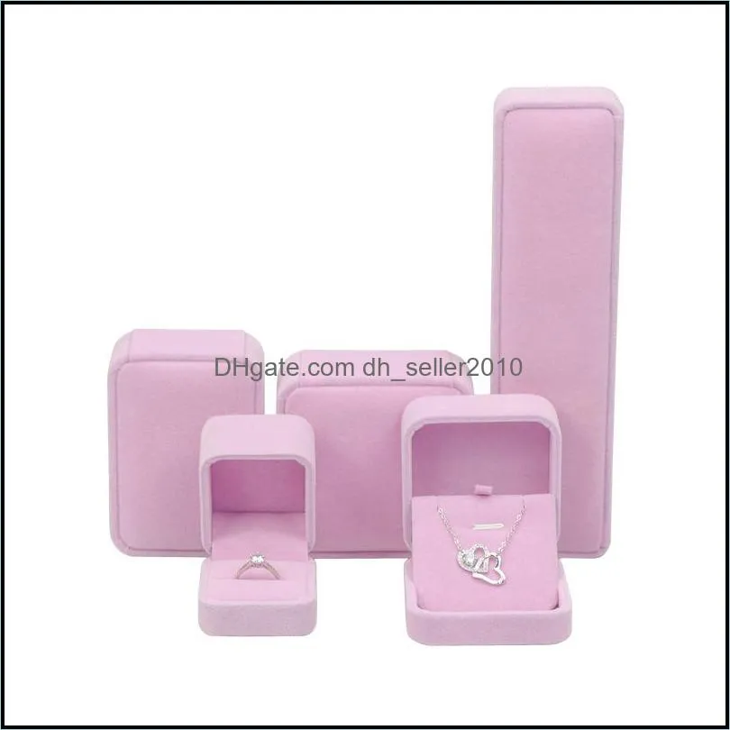 pink jewelry gift packaging box velvet ring cufflink earring pendant charm necklace bangle bracelet brooch jewellery packing boxes 350