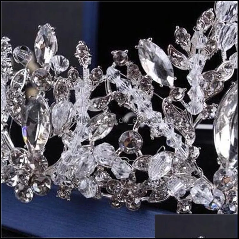 3 pcs set bride ornament wedding jewelry sets crown tiara earrings choker necklace ornaments suit marry headdress 48xy t2