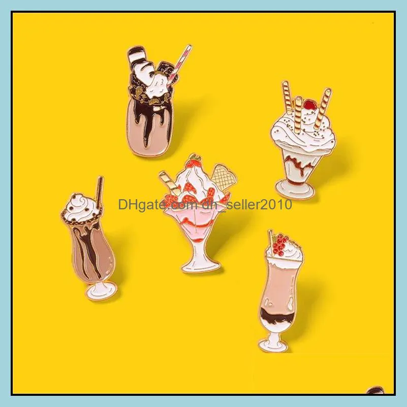 customized ice cream hard enamel pin cartoon bulk brooch creative luxury women badge cool drink metal cute wholesale 6090 q2