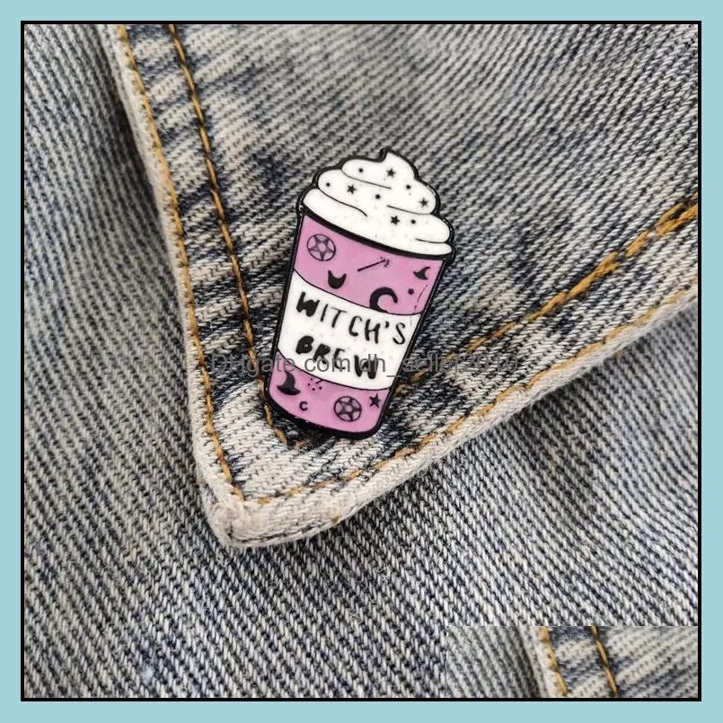 customized milk box coffee cup hard enamel pin brooches women girls jewelry oil dropping ice cream cup pins alloy insignia badge bag brooch 1210