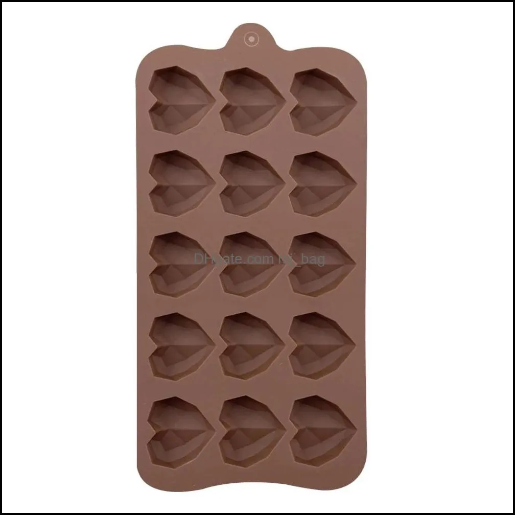 Kitchen tools 8/15 with love Diamond 3D Chocolate silicone mold fudge baking cake decorating tools