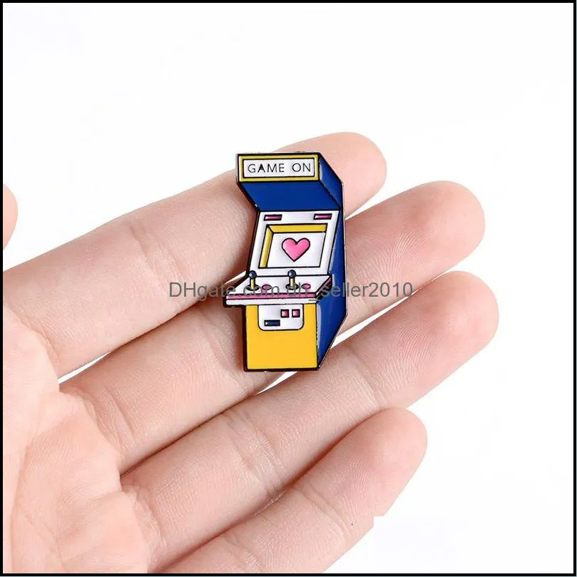 game machine enamel pin video games badge pink heart brooch cartoon rocker love clothes backpack bag lapel pin jewelry gift for kid 916