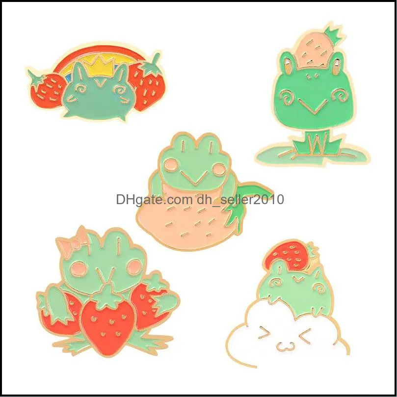 enamel brooches pin and badges cartoon animal frog cloud strawberry pattern girls pin jewelry clothes bags accessories 1 8qs e3