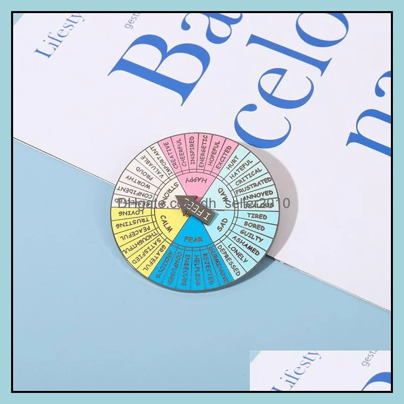 customized mental health treatment emotion enamel pin alloy men women luxury badge fashion jewelry colour turntable hard enamel brooches 1121