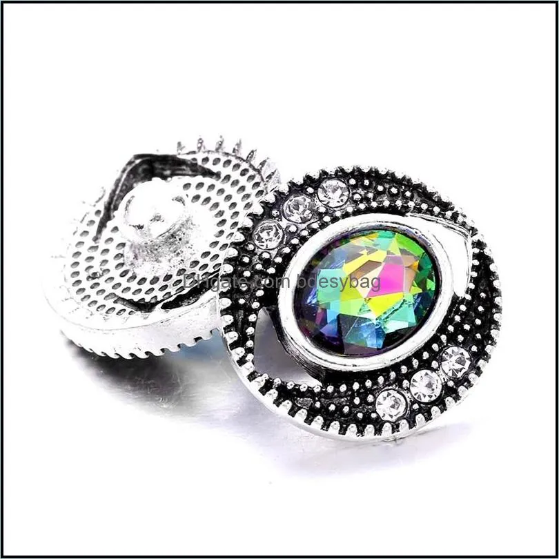 wholesale rhinestone eye 18mm snap button clasp metal charms for snaps jewelry findings suppliers