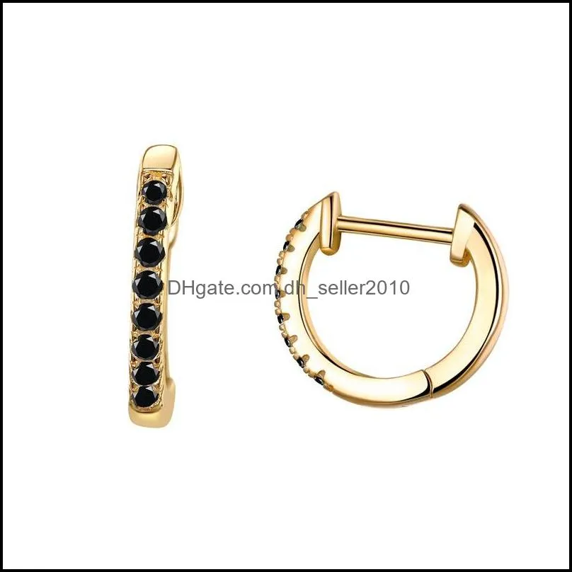 14k gold plated 925 sterling silver cuff earrings with cubic zircon, 10 colors huggie stud for women girl