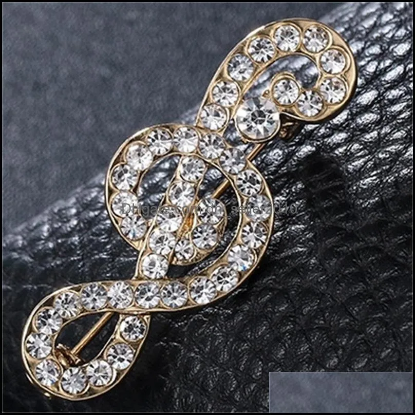 new designer musical note brooches scarf pins shiny crystal rhinestone brooch for women wedding bride brooches jewelry gift 1166 q2