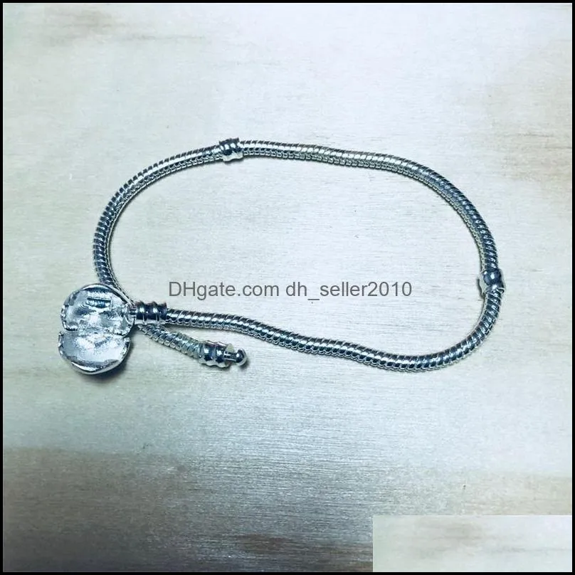 factory silver plated heart bracelets snake chain fit for  bangle bracelet women children gift b002 58 r2
