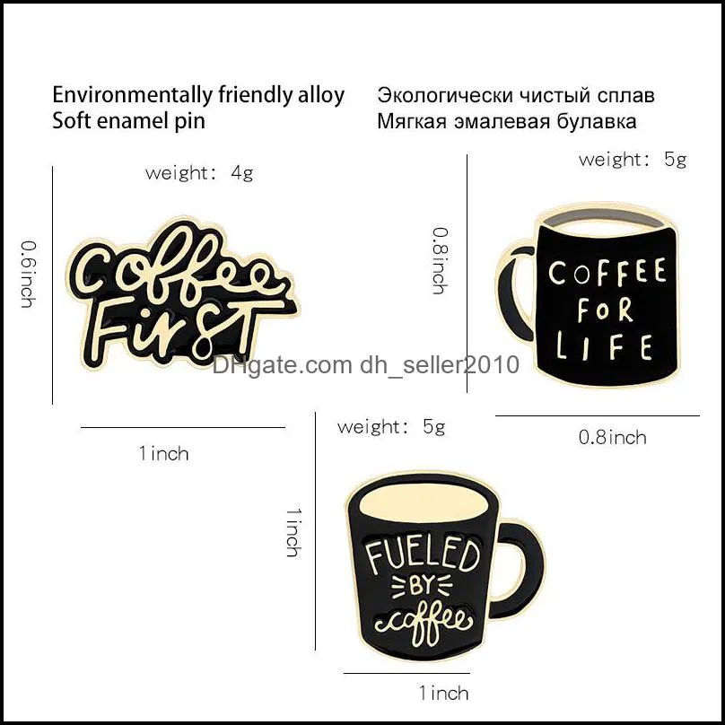 black romantic coffee cup enamel pins black yellow fashion coffee fist for friend gift 935 q2