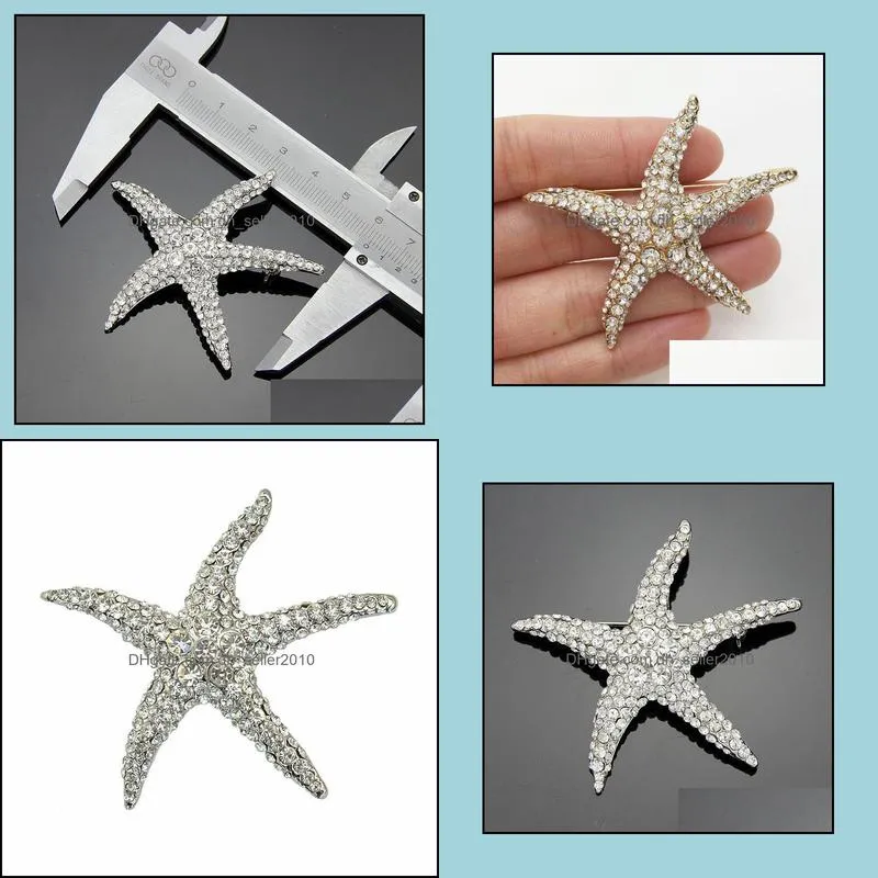 exquisite starfish brooch rhinestone set brooch white k golden brooch 380 t2