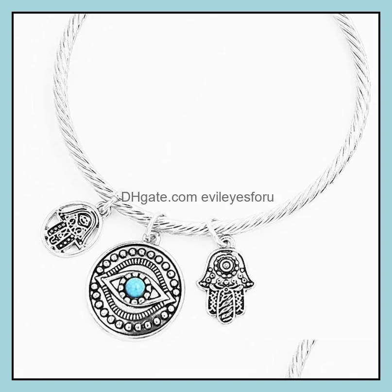 symbol evil eye charm bracelets for women girls turkish lucky blue eyes fatima hand bracelet fashion bangle jewelry