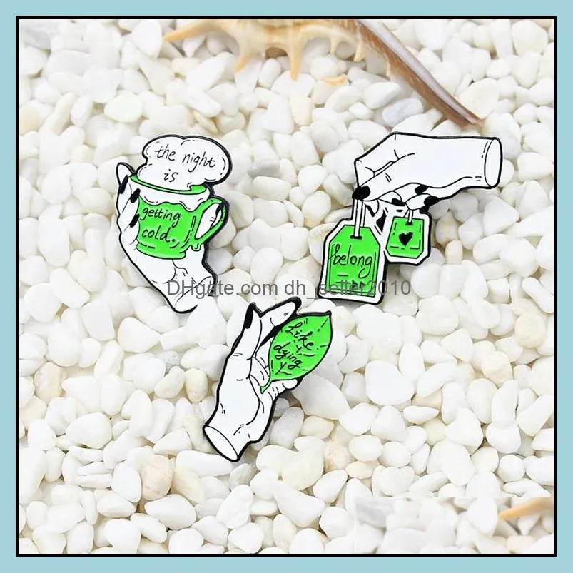 customized tea bag metal enamel lapel pins for women men green bulk badge vintage funny lapel jewelry accessories hard brooch wholesale 6018