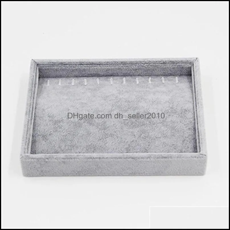 gray velvet jewelry display tray ring earring bracelet necklace pendants trays holder box storage tray orgaizer