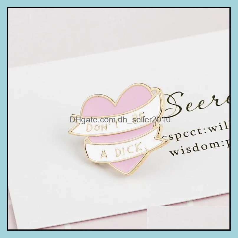 customized alloy brooches cartoon pink heart fashion dress badge simplicity letter ribbon accessories paint enamel pins 1043 d3