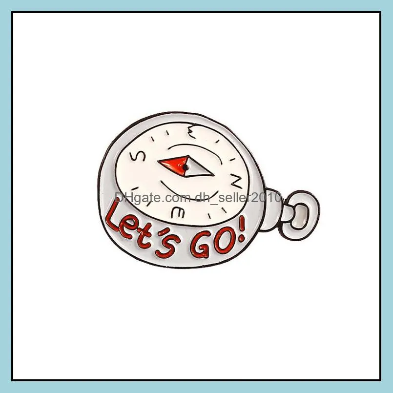 customized compass map direction indicator metal lapel brooch fashion alloy badge women men clothing jewelry funny hard enamel pins 6049