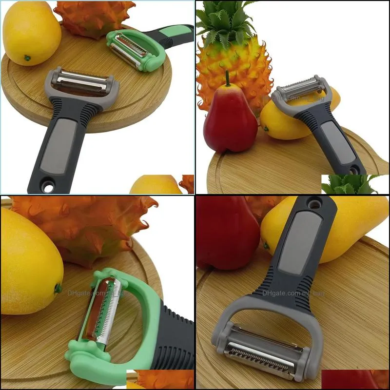 Household kitchen gadgets three in one stainless steel peeler fruit scraper fish scale planer