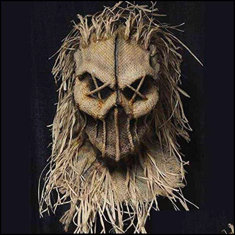 Halloween Scarecrow Head Cover With Gloves And Hat Halloween Costume Headgear For Masquerade Party Cosplay Scary Scarecrow Mask