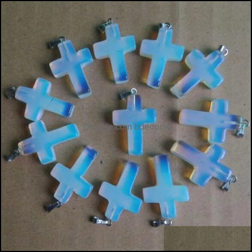 opal stone cross charms pendants for necklace jewelry making