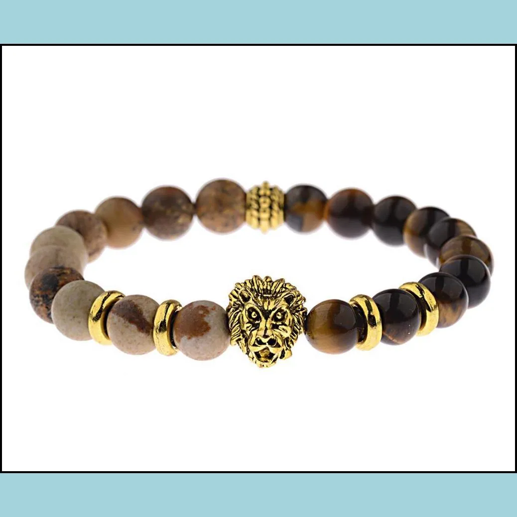 natural yellow picture stone tiger eye stone to half beaded  head accessories bracelet bracelet wholesale