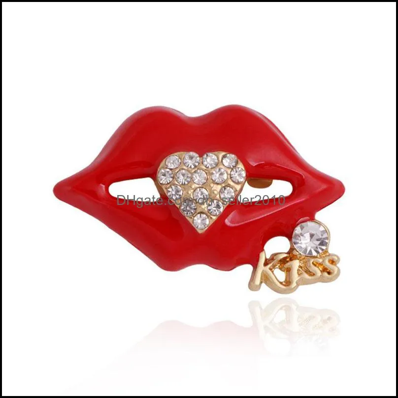 red lips love heart brooches rhinestone artificial pearl blazer pin lady coat brooch fashion jewelry hot sale 3 8yn p2
