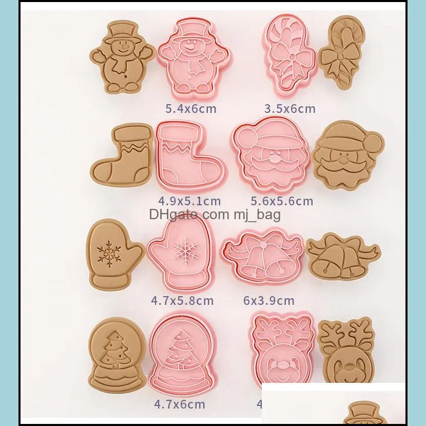 Bakeware 8 Pcs/Set DIY Cartoon Biscuit Mould Christmas Cookie Cutters ABS Plastic Baking Mould  Tools Cake Decorating