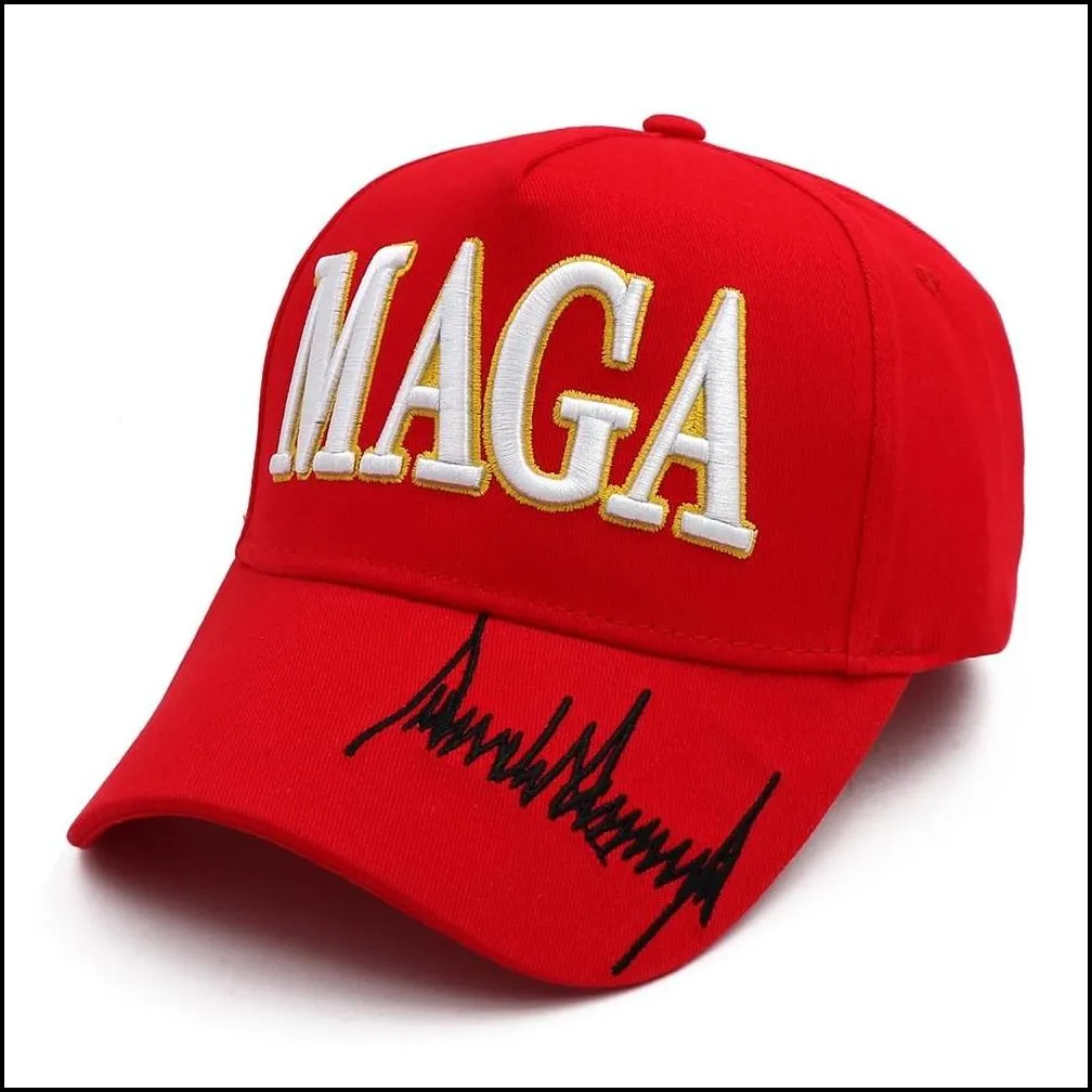 New Donald Trump 2024 Hat USA Flag Baseball Caps MAGA Trump Signature Snapback President Cap 3D Embroidery