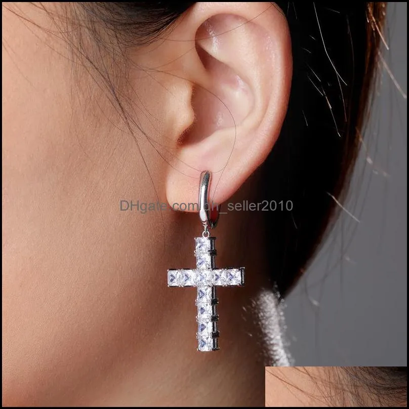 luxury designer jewelry women knot earrings hip hop jewlery men earings iced out diamond cross hoop 60 t2