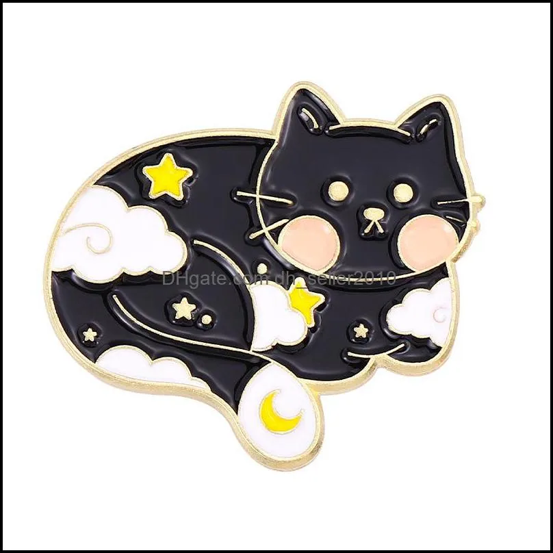 metal enamel lapel brooch pin star moon animal black cat claw design cute badge clothing accessories fashion brooches 1265 e3