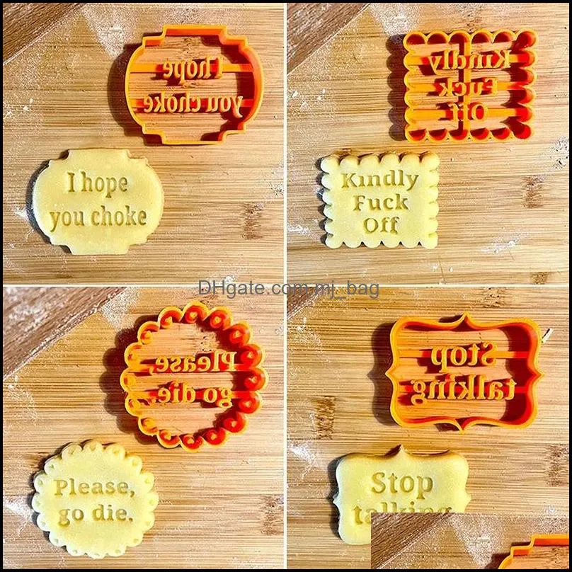 Home kitchen tools Cookie molds with good wishes for baking fudge cutters in 4 pieces