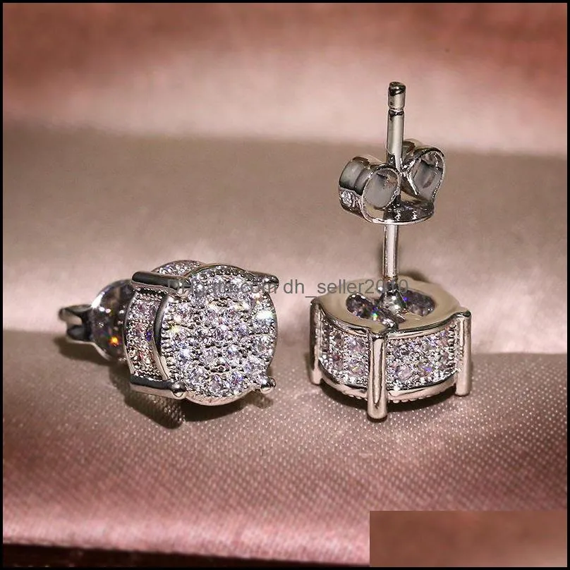 earrings studs yellow white gold plated sparkling cz simulated diamond earrings for men women 159 t2